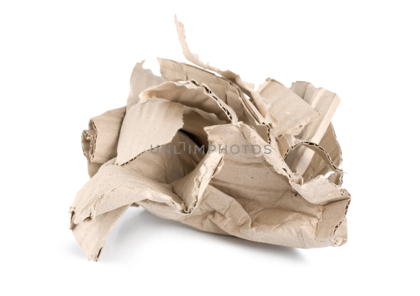 Crumpled cardboard isolated on a white background