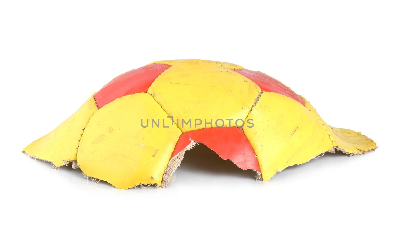 Part of the old soccer isolated on white background