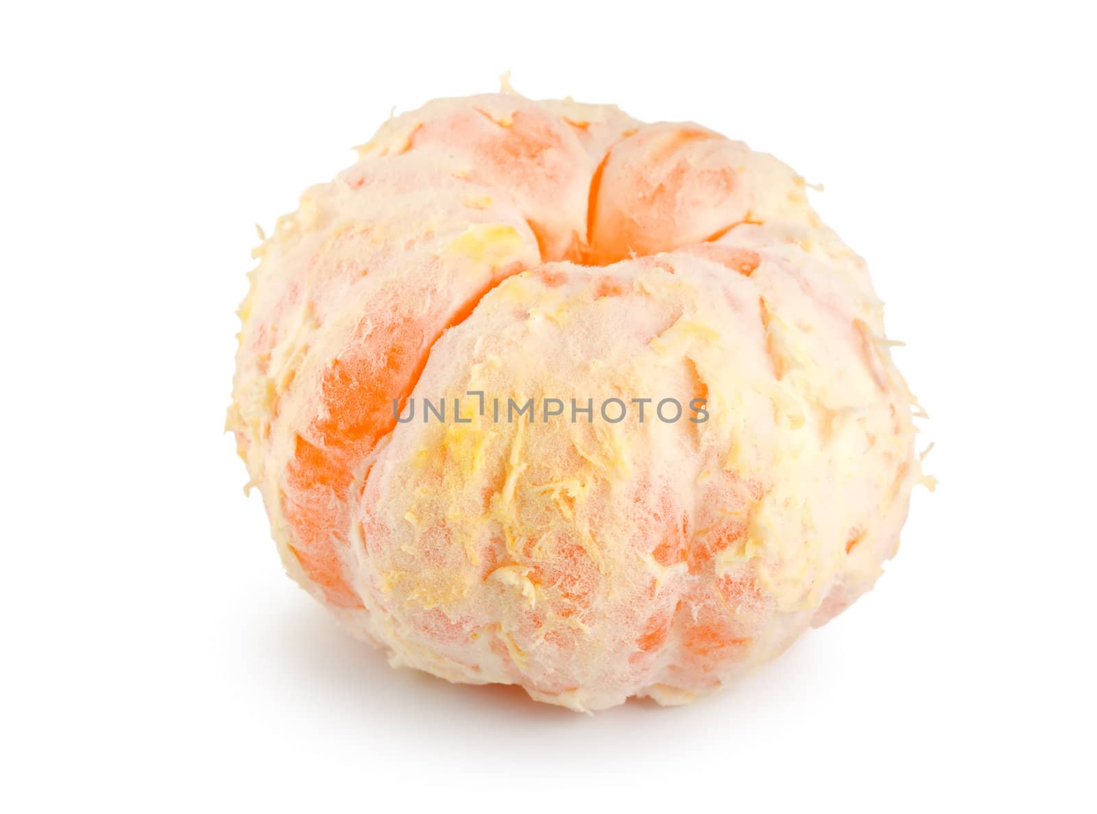 Peeled mandarin isolated on a white background