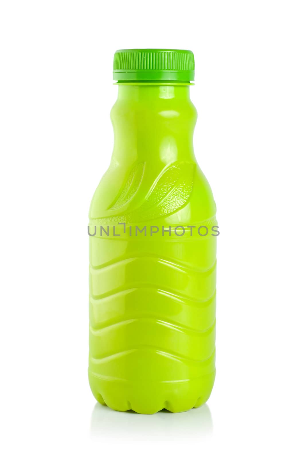 Plastic bottle of yogurt isolated on a white background