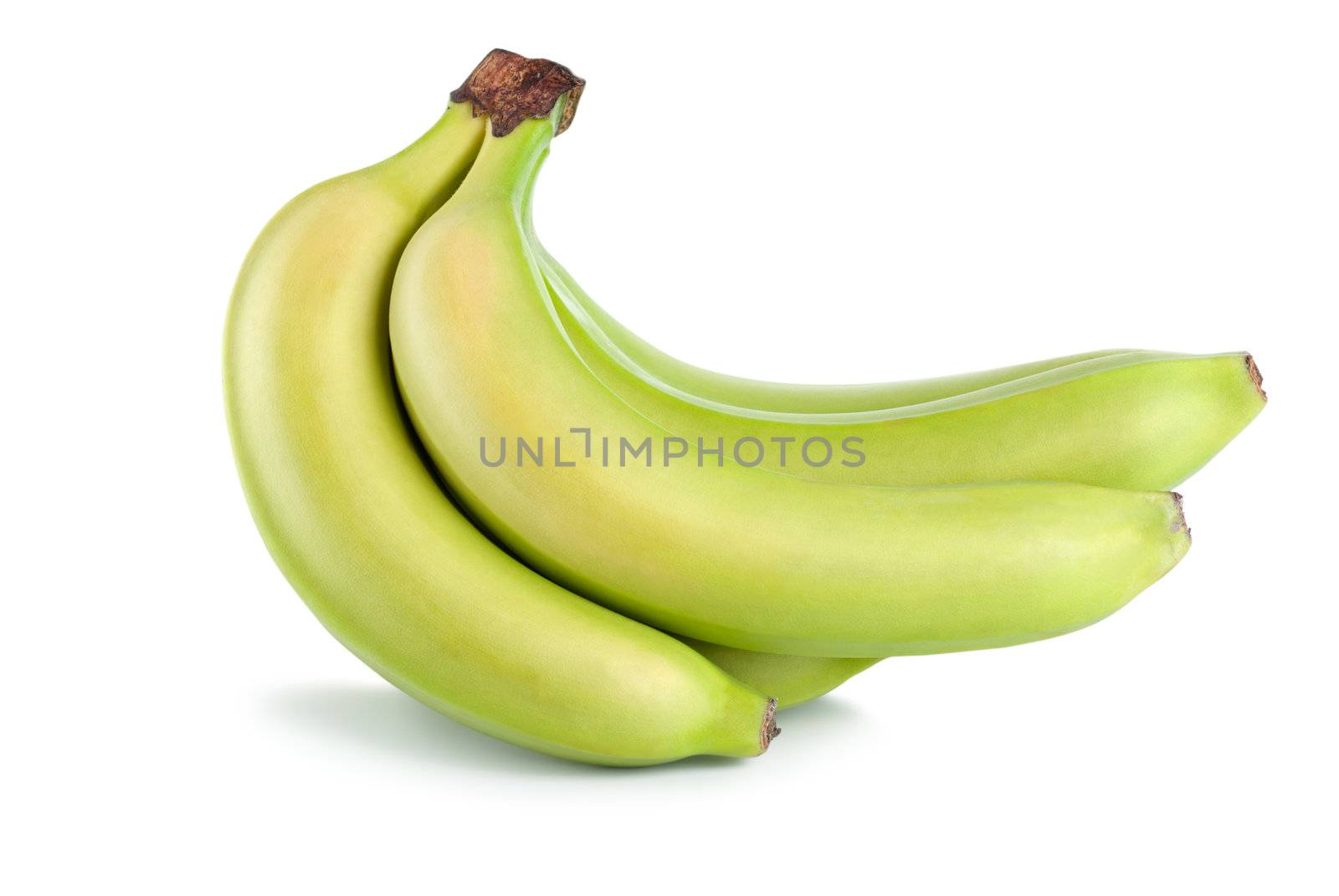 A bunch of green bananas isolated on white background