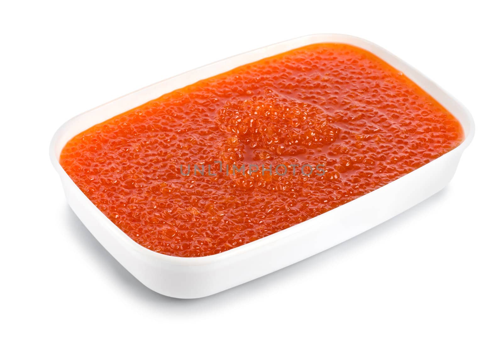 Red caviar in a plastic container by Givaga