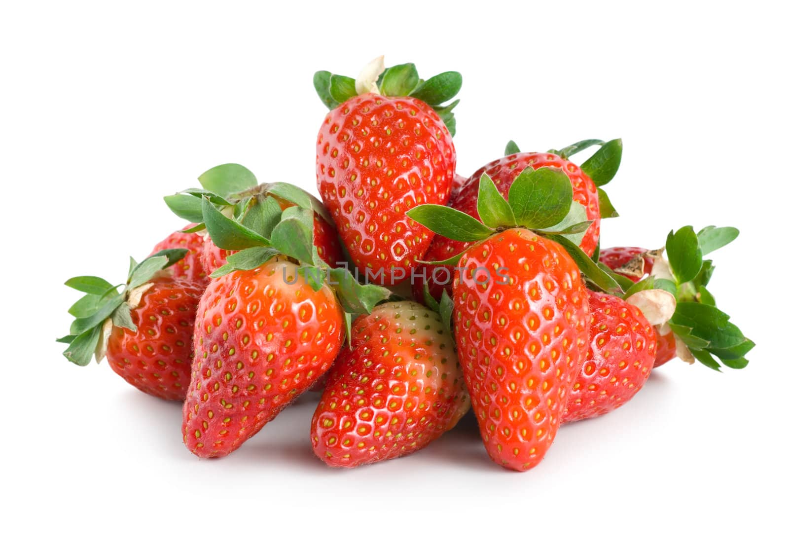 Juicy strawberries isolated on a white background