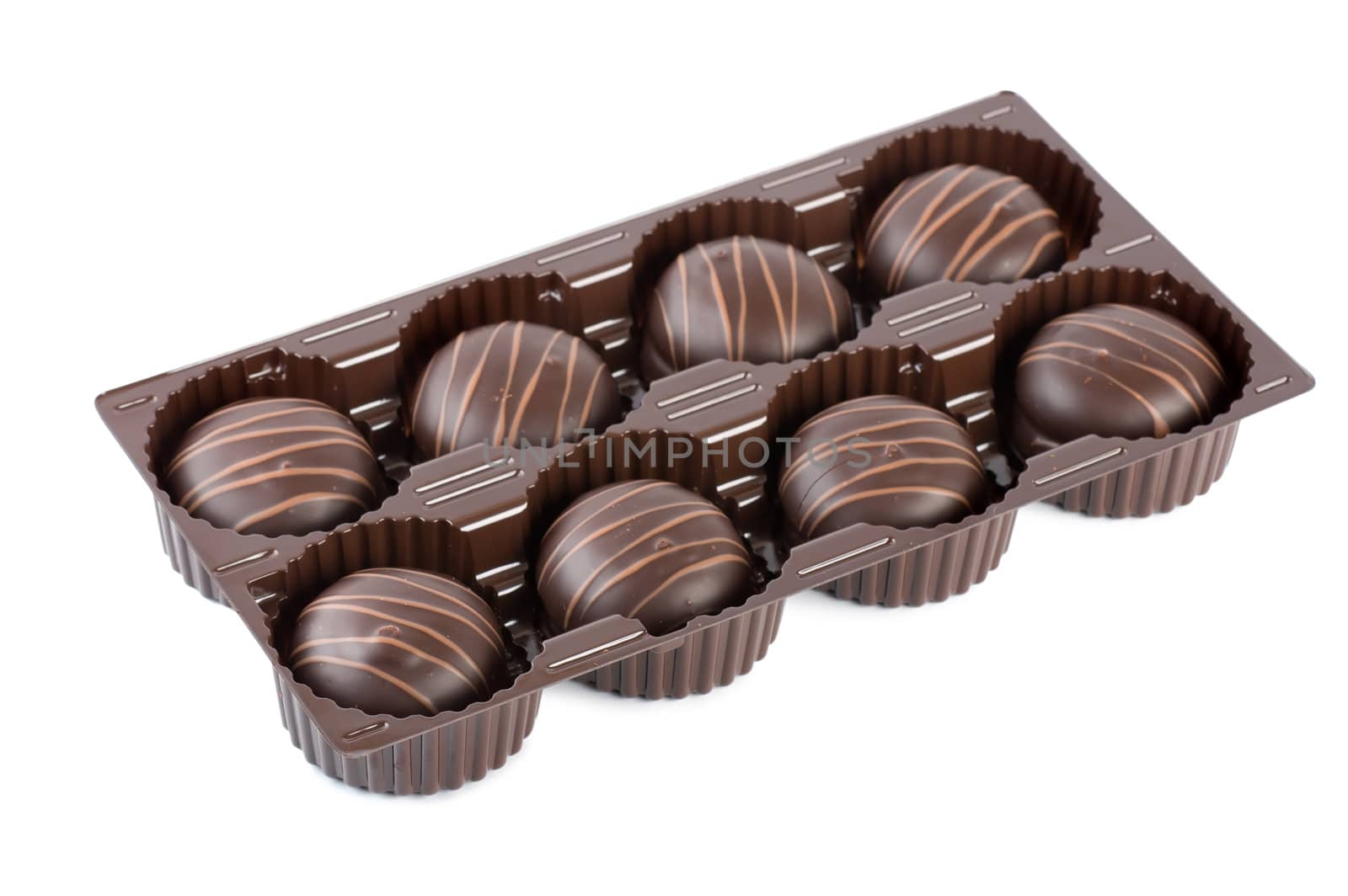 Chocolate cookies in package isolated on white background