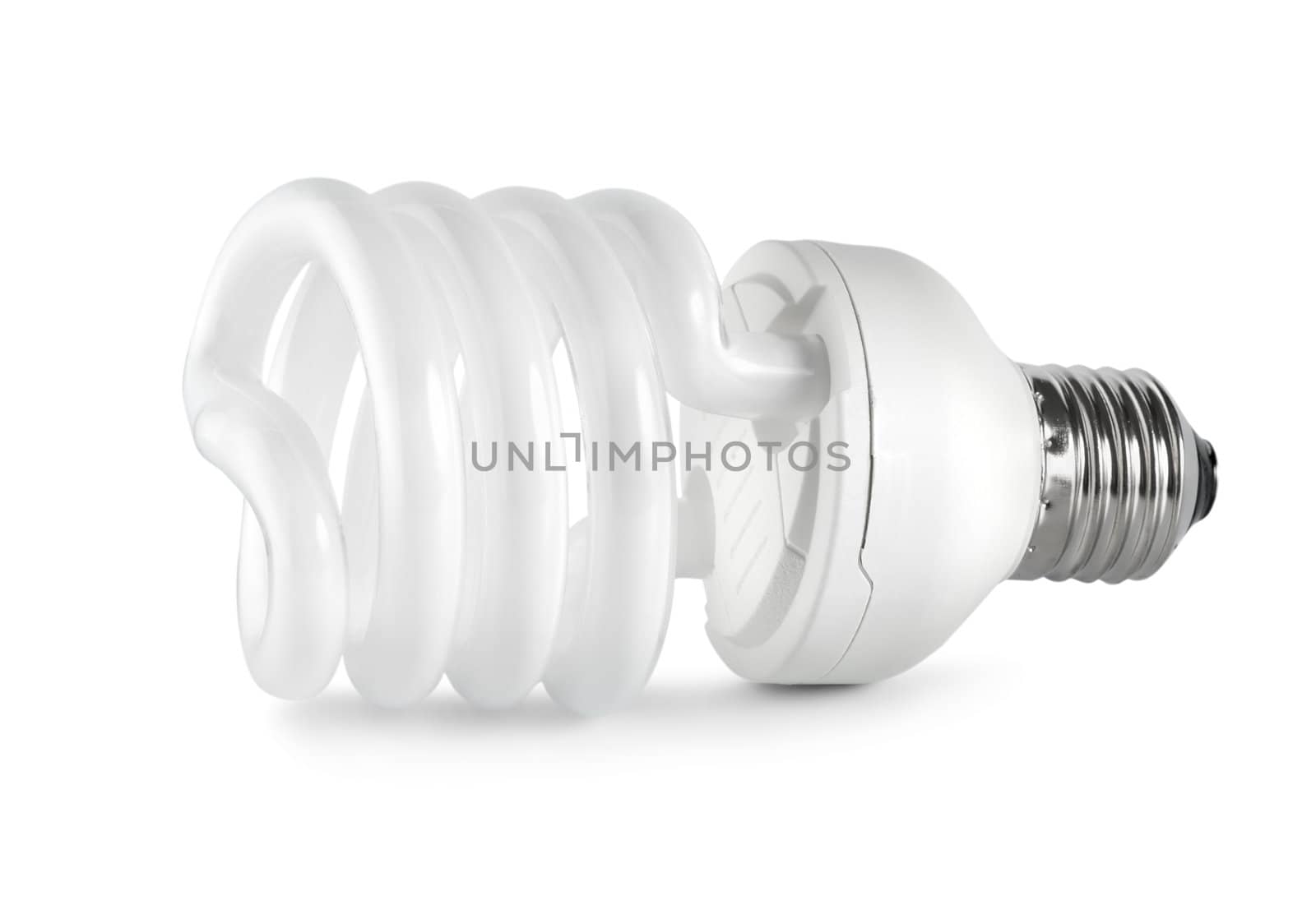 Energy saving compact fluorescent lightbulb isolated on white background (Path)