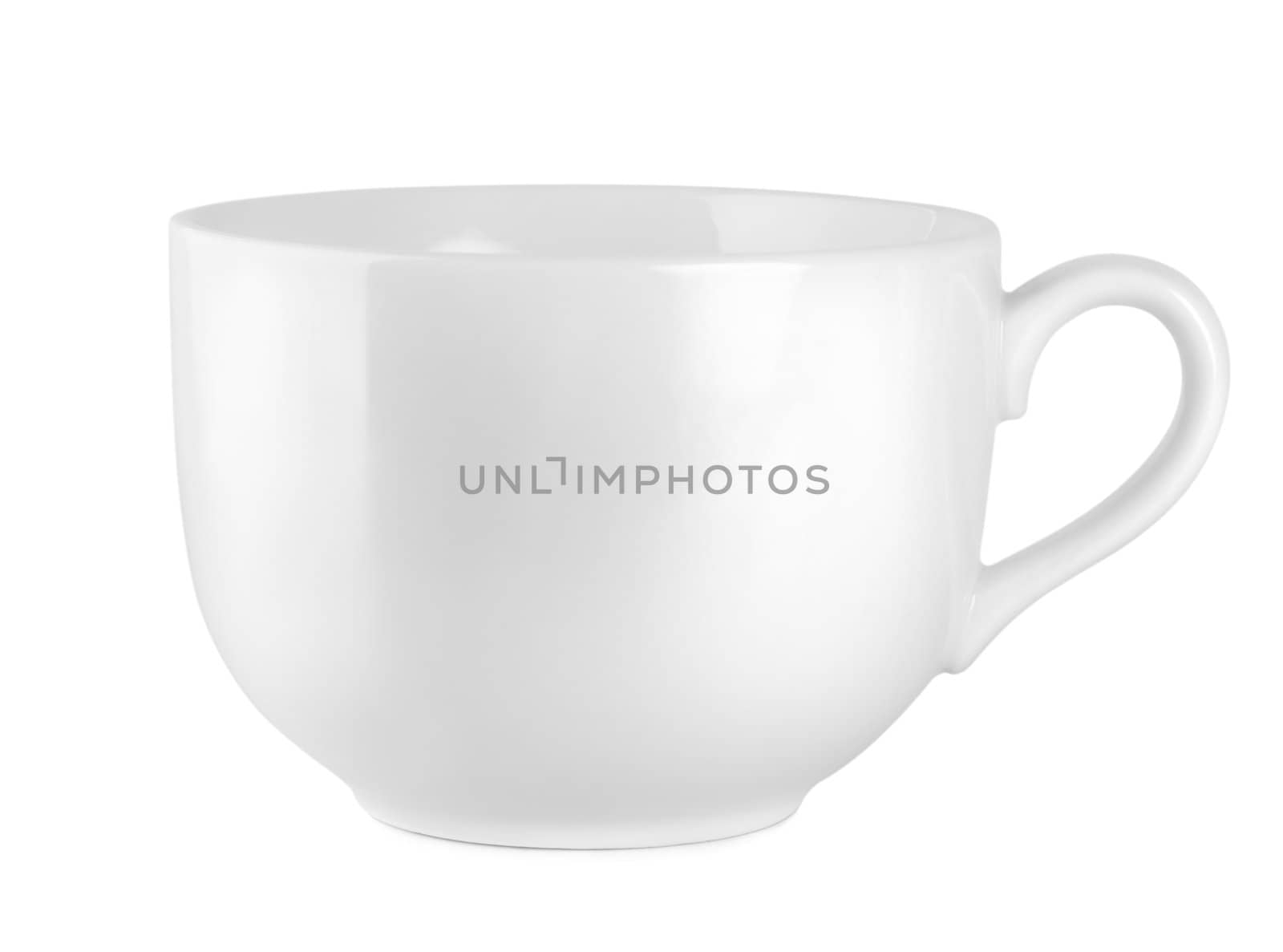 Big cup white isolated on white background. Path