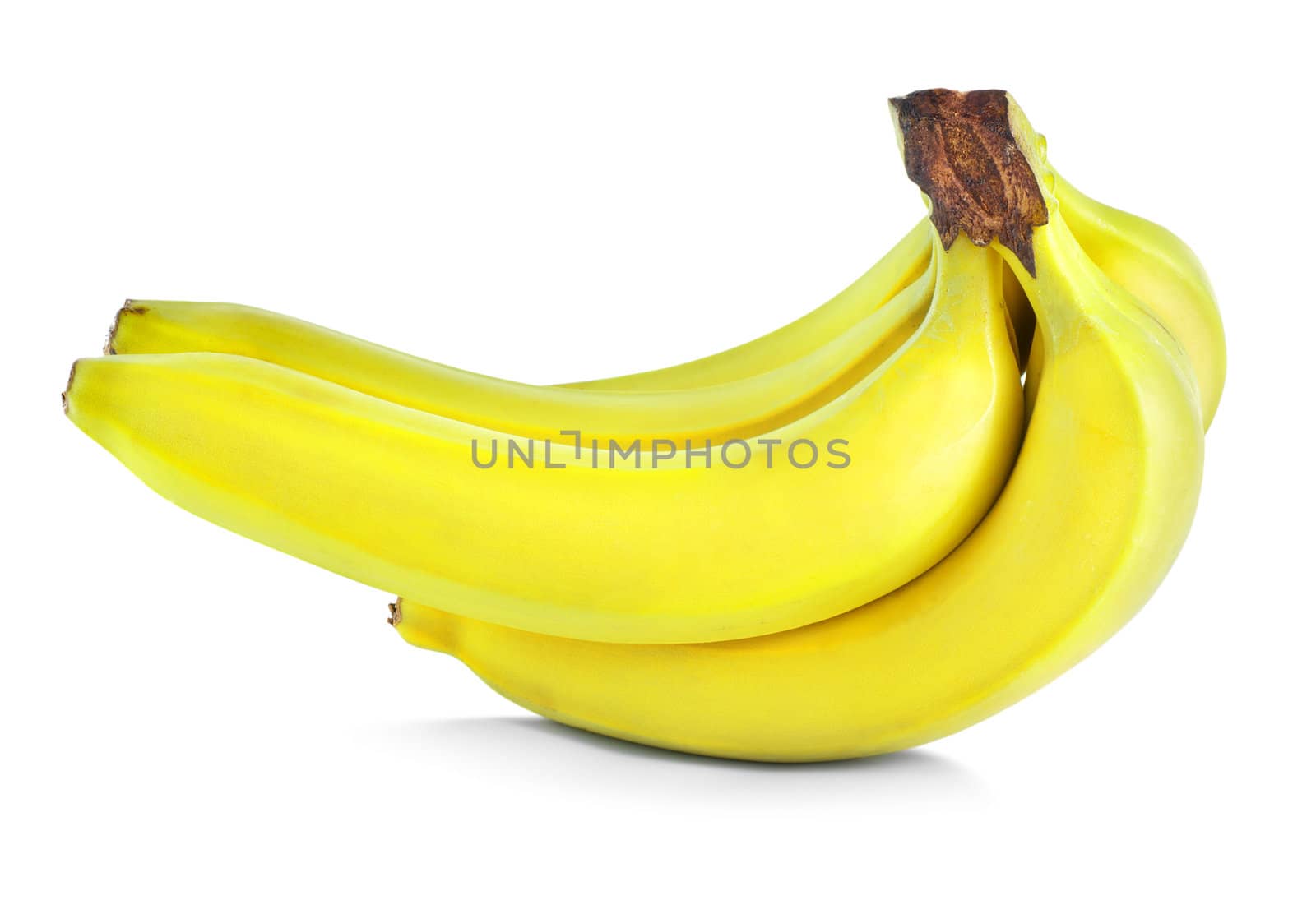 Bunch of yellow bananas isolated on white background