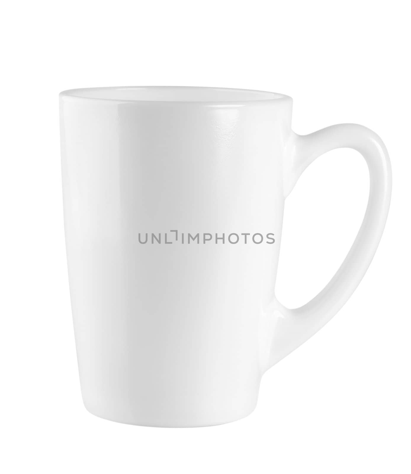 Cup white isolated on white background. Path