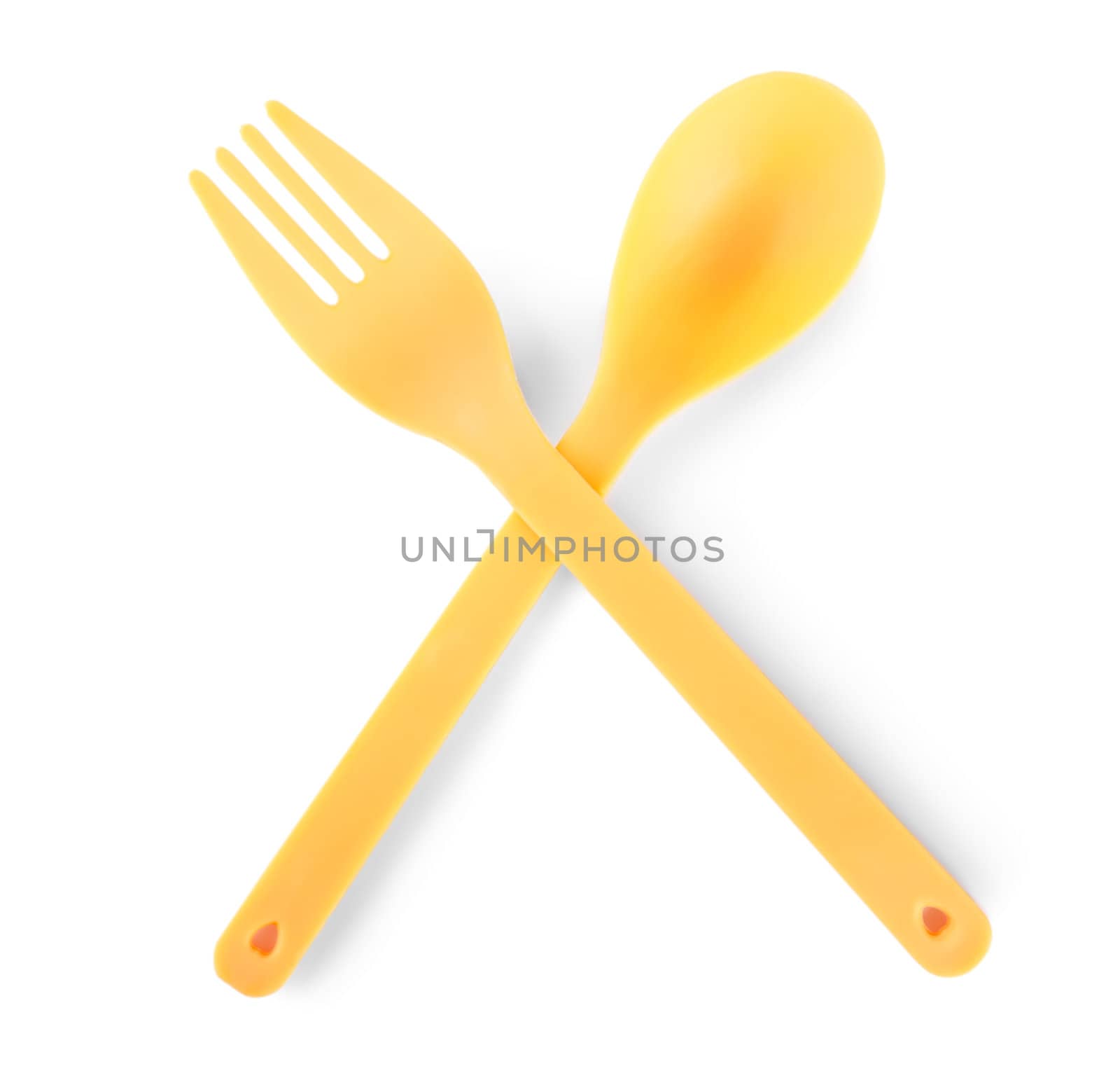 Disposable cutlery isolated on a white background