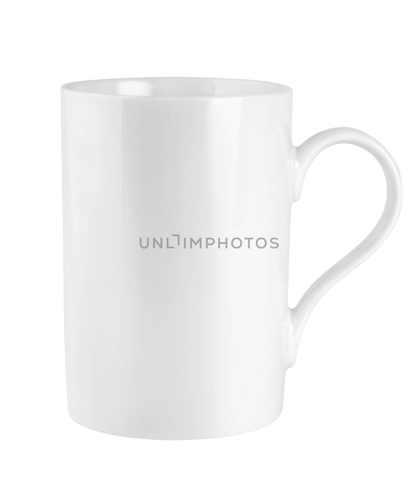 Cup white isolated on white background. Path