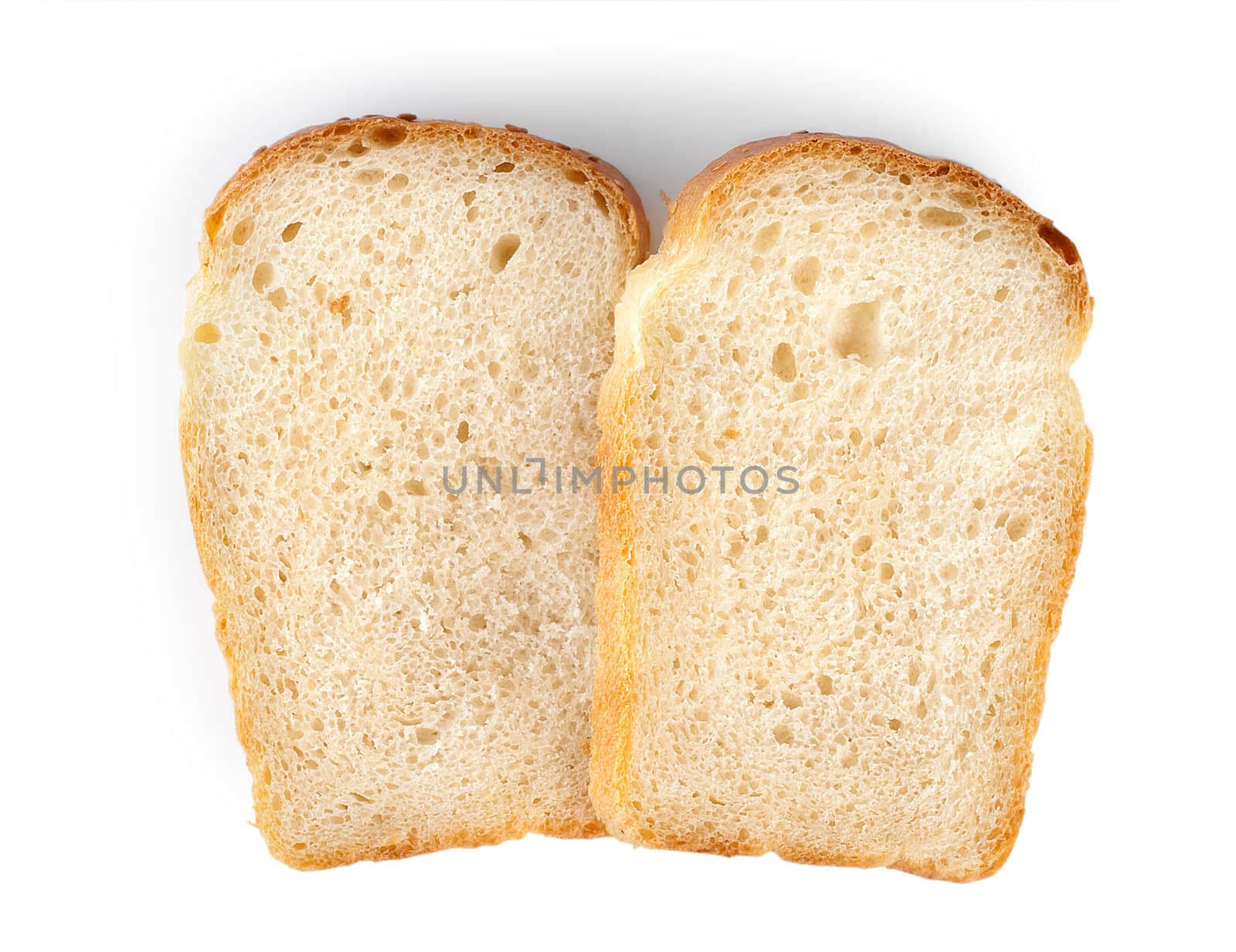 Slices of bread isolated on a white background