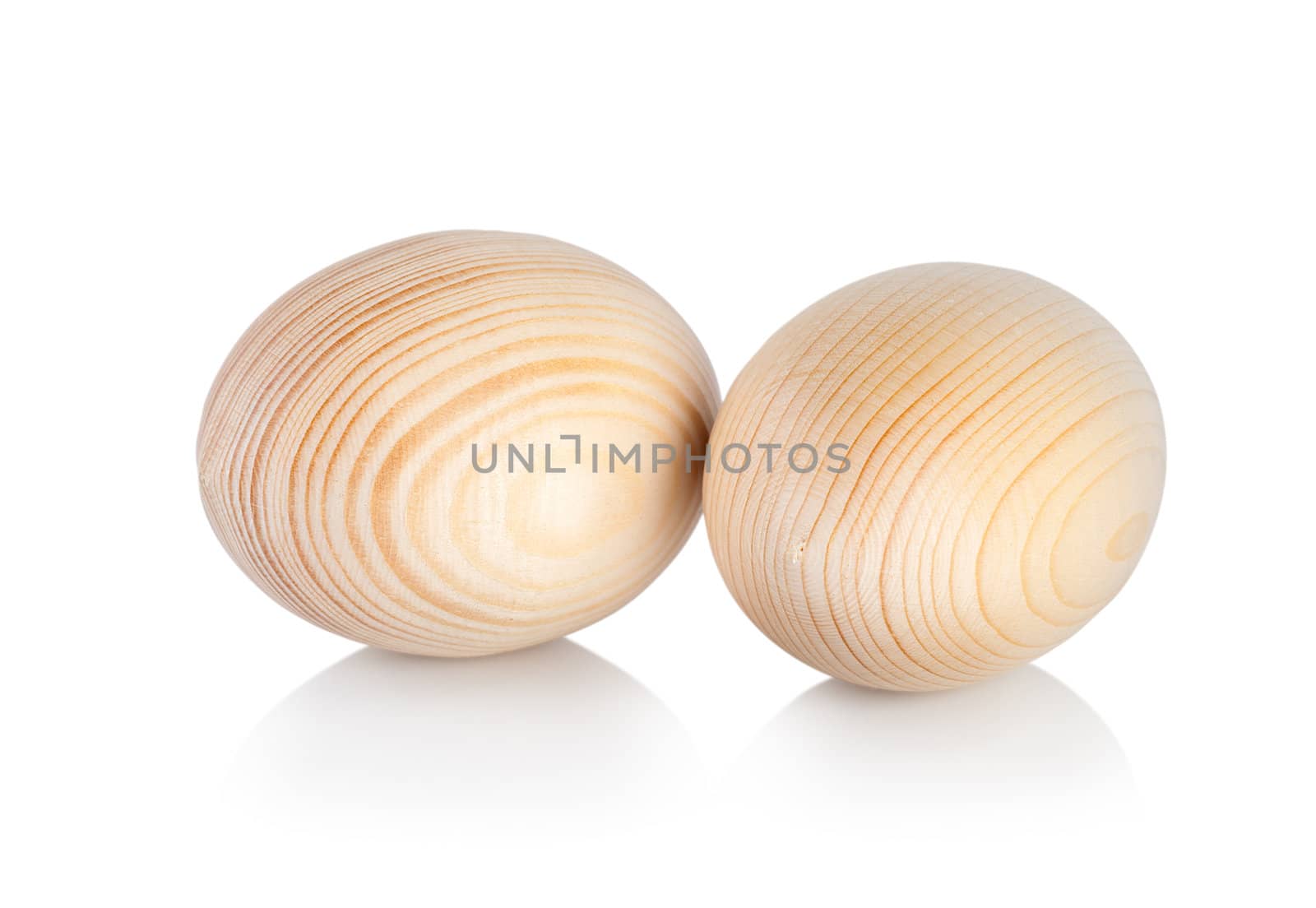 Wooden easter eggs isolated on white background