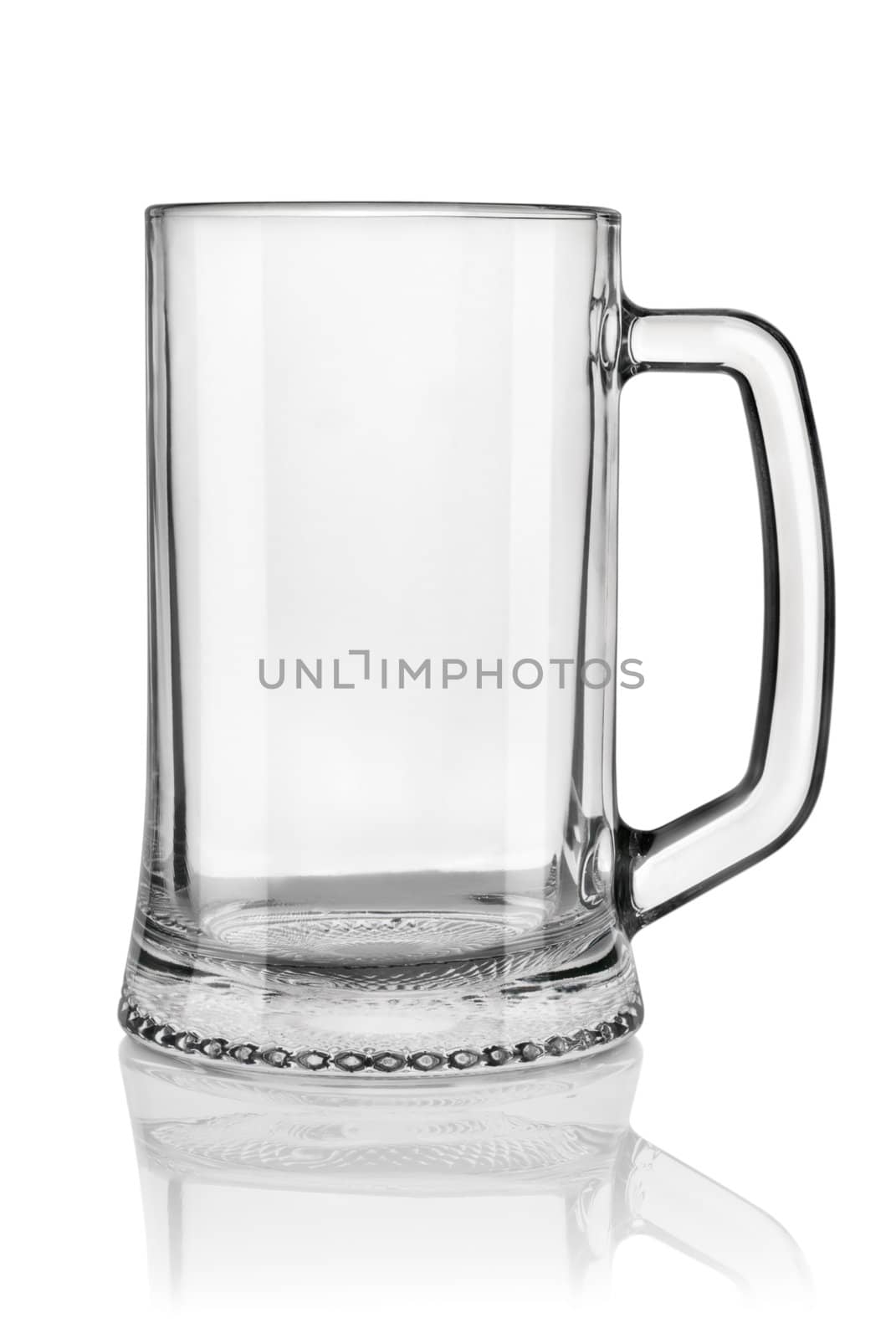 Empty beer glass isolated on white background. Path