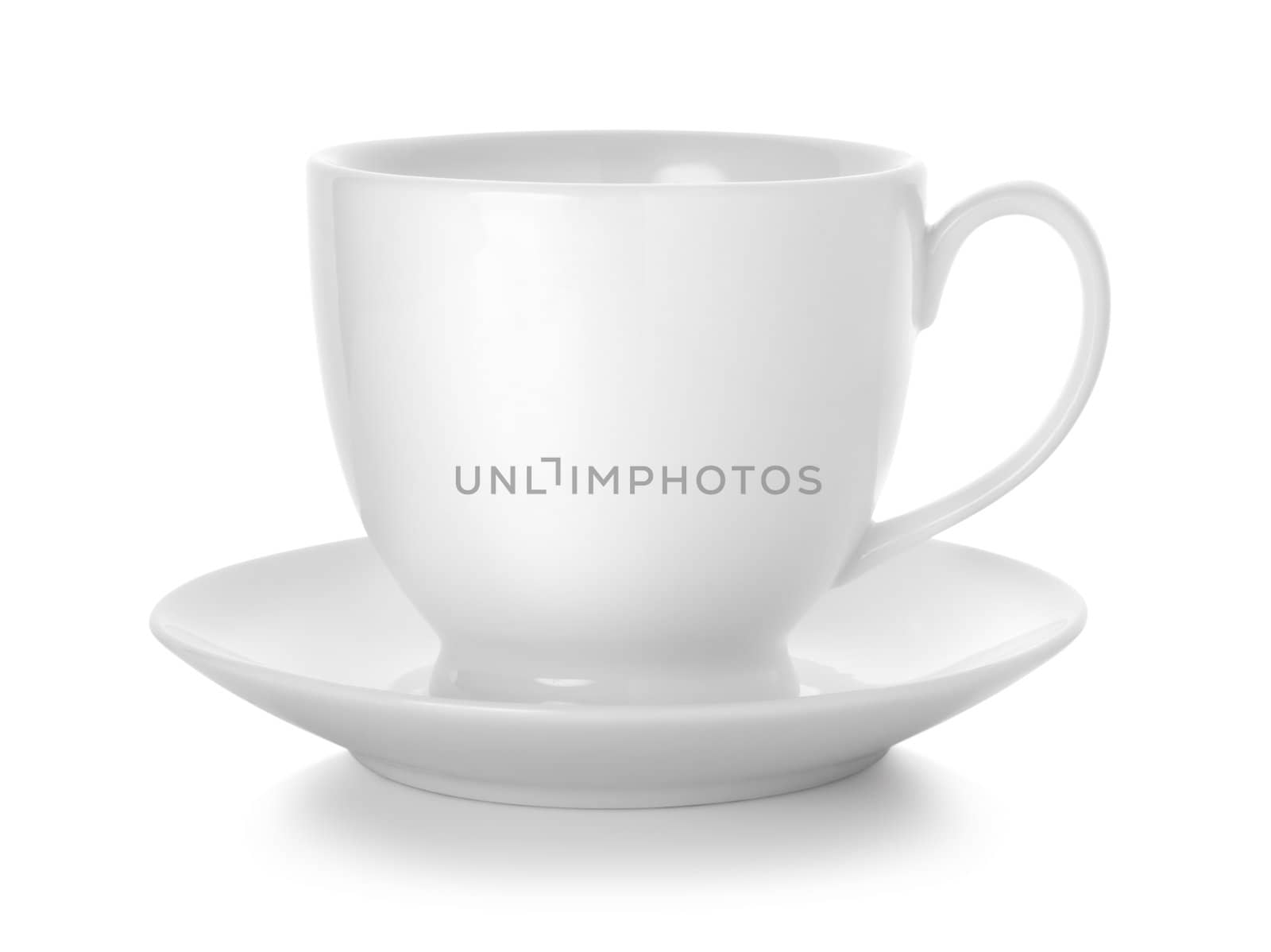 Coffee cup and saucer isolated on white background. Path
