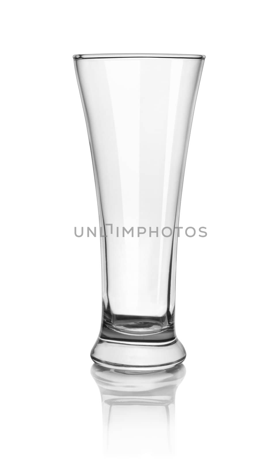 Empty beer glass isolated on white background. Path