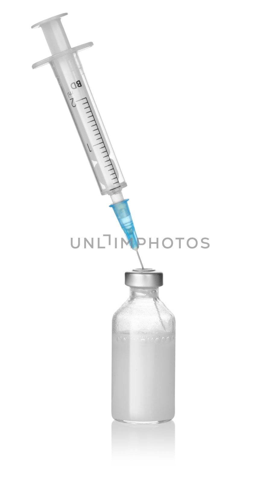 Insulin and syringe isolated on white background Path