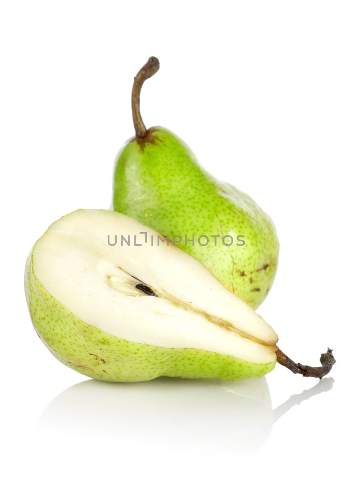 Green pears isolated on a white background