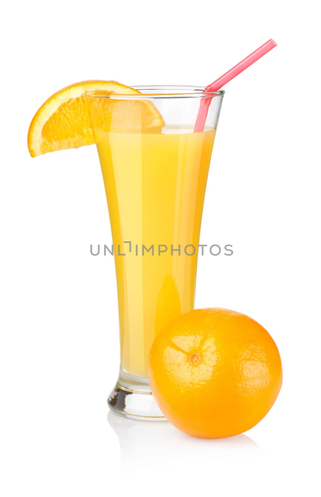 Orange juice in a glass isolated by Givaga