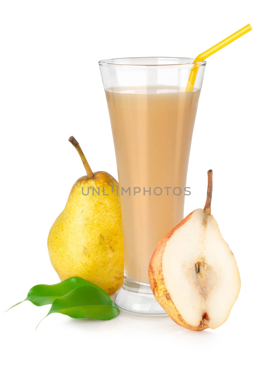Pear juice isolated on a white background