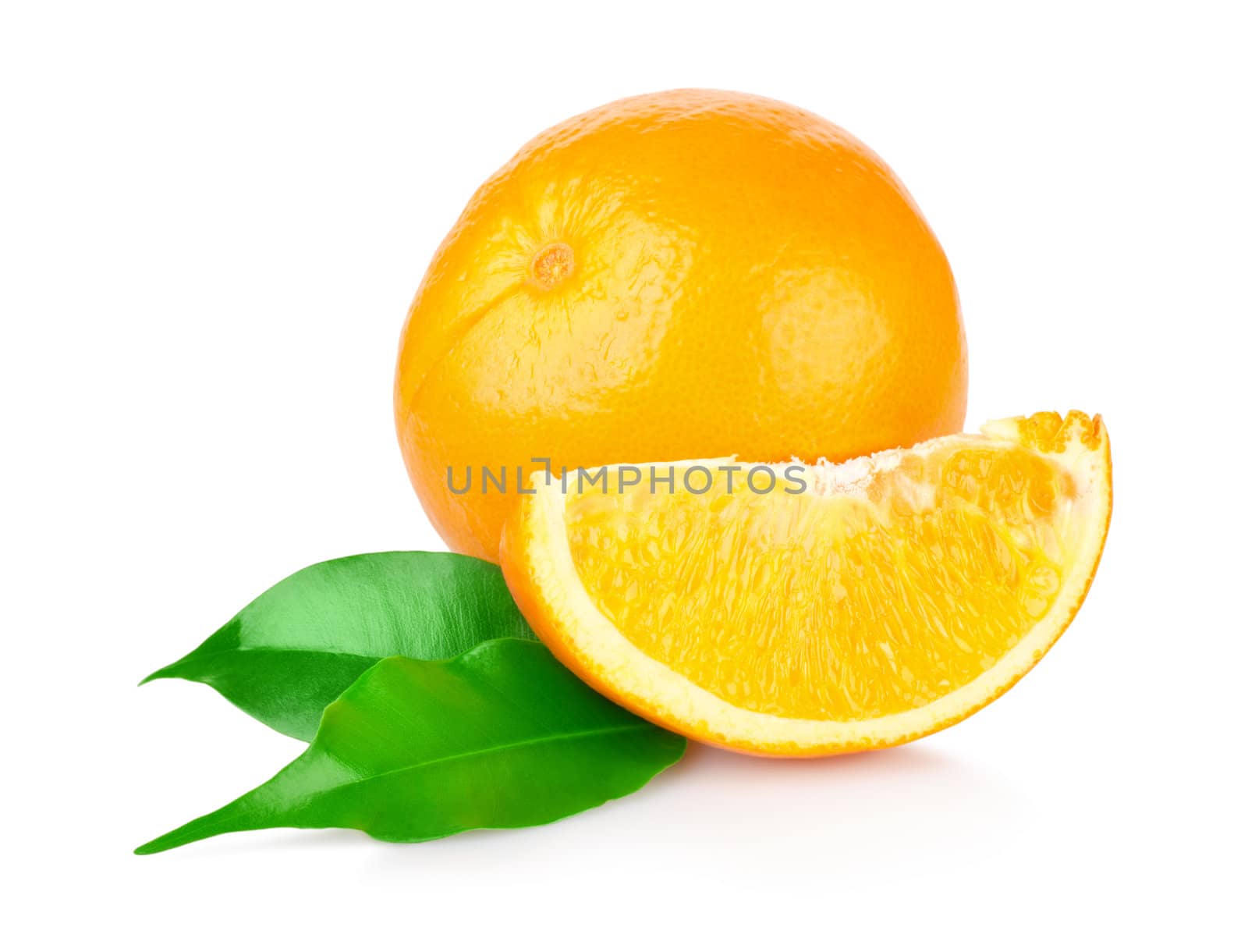 Ripe oranges isolated on white background