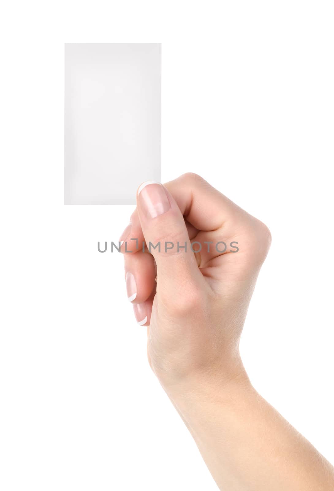Cut-away to a hand isolated on a white background 