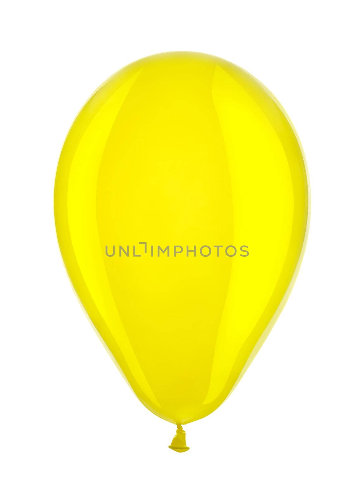 Yellow balloon isolated on a white background