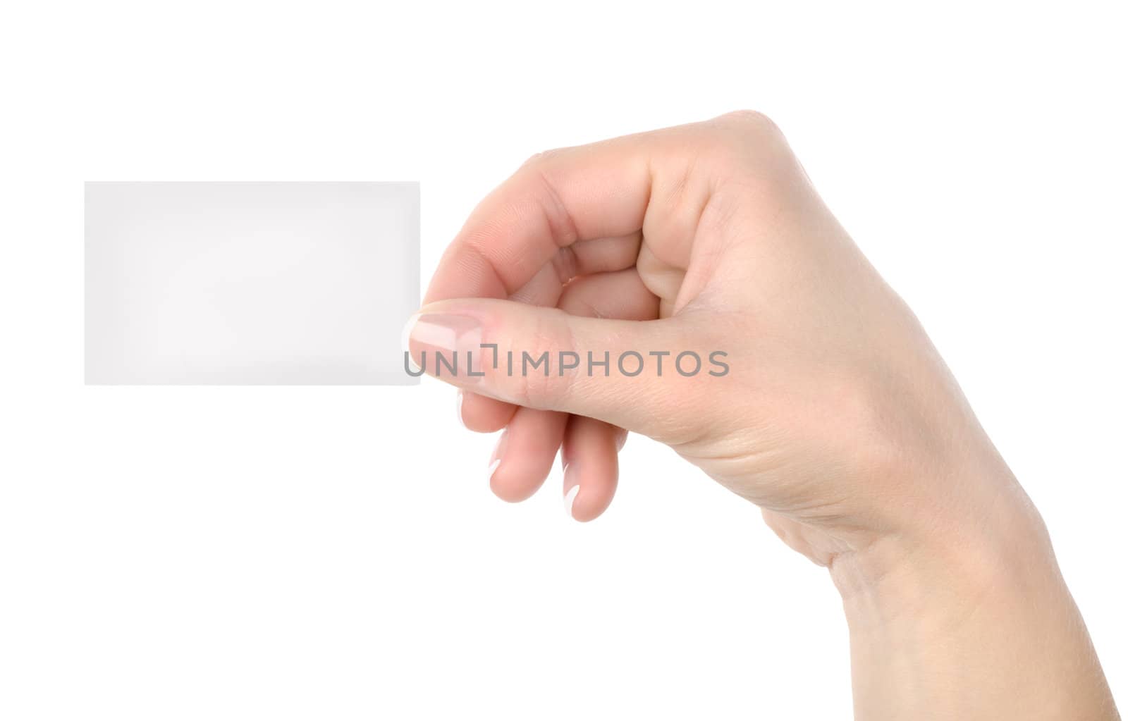 Cut-away to a hand isolated on a white background 