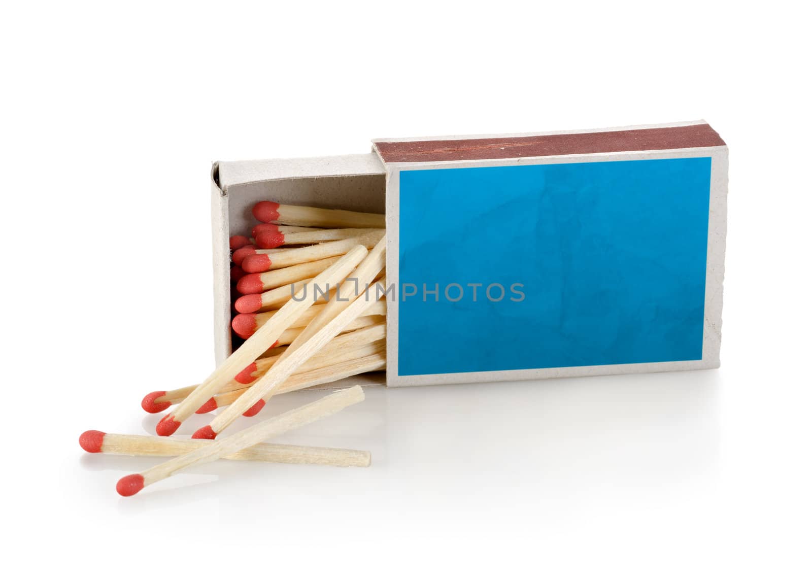 Blue matchbox isolated on a white background