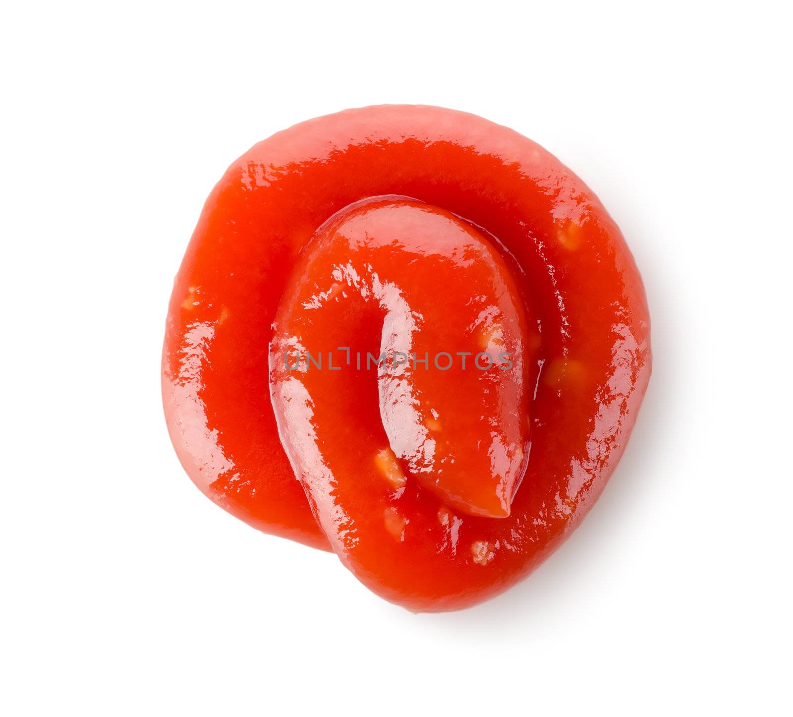 Tomato ketchup sauce isolated on a white background.