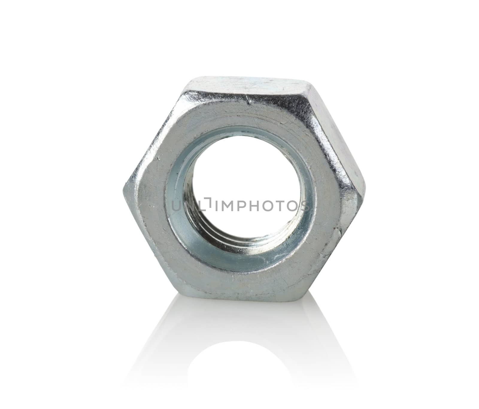Metal nut isolated on white background