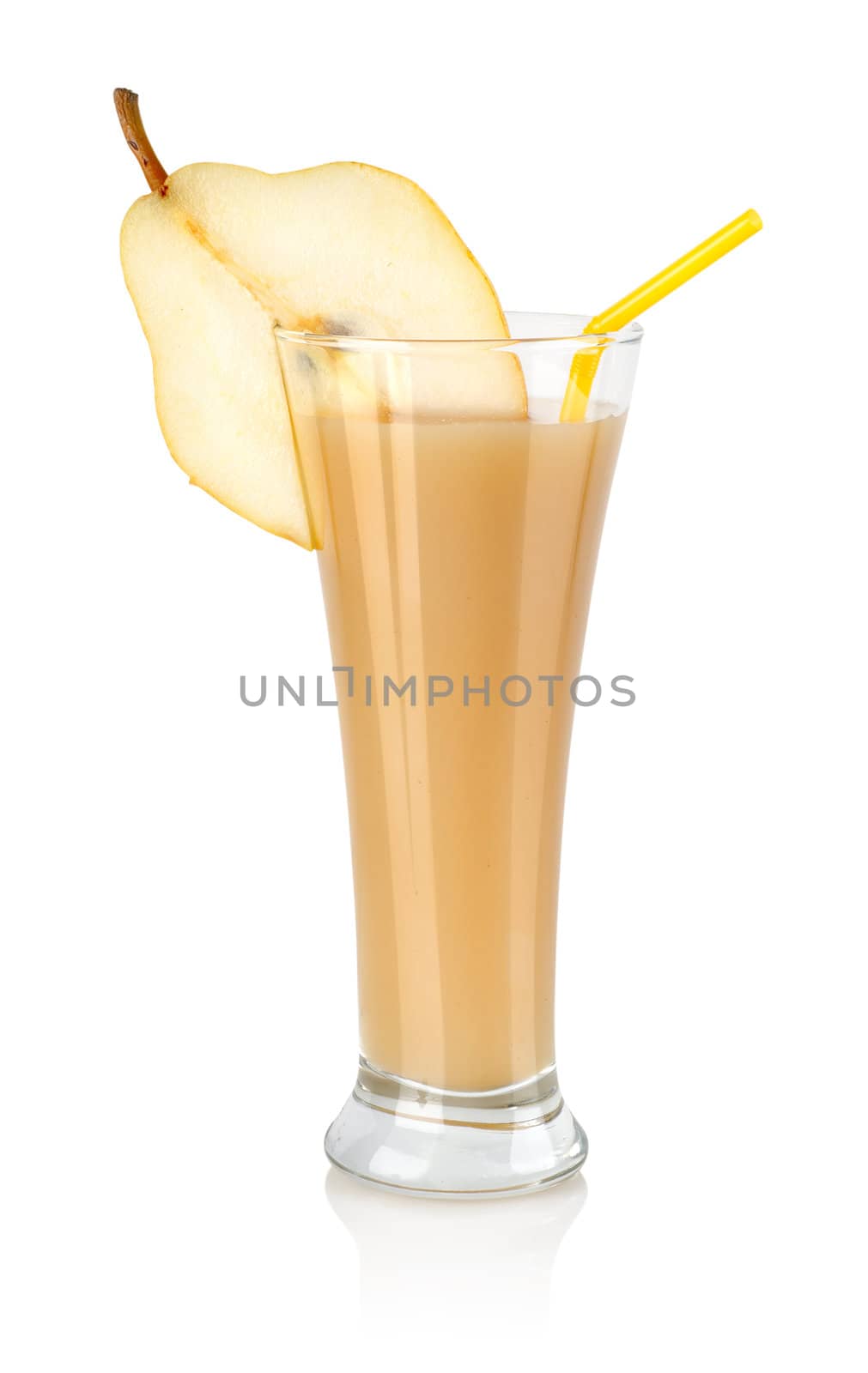 Pear juice isolated on a white background. Clipping path