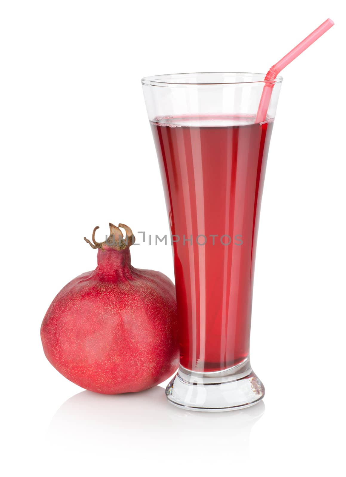 Pomegranate juice isolated on a white background