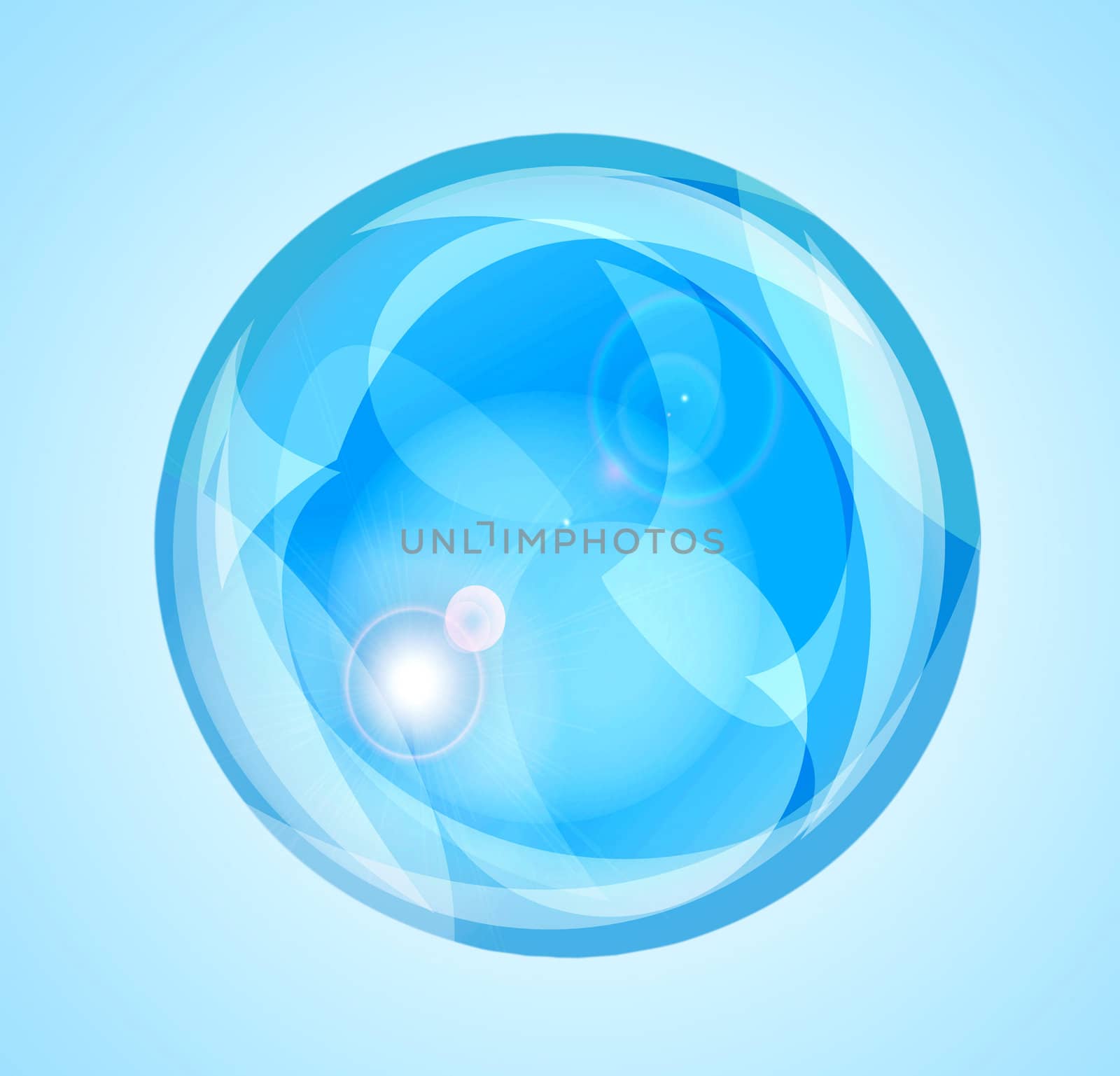 Realistic soap bubbles on a blue background 