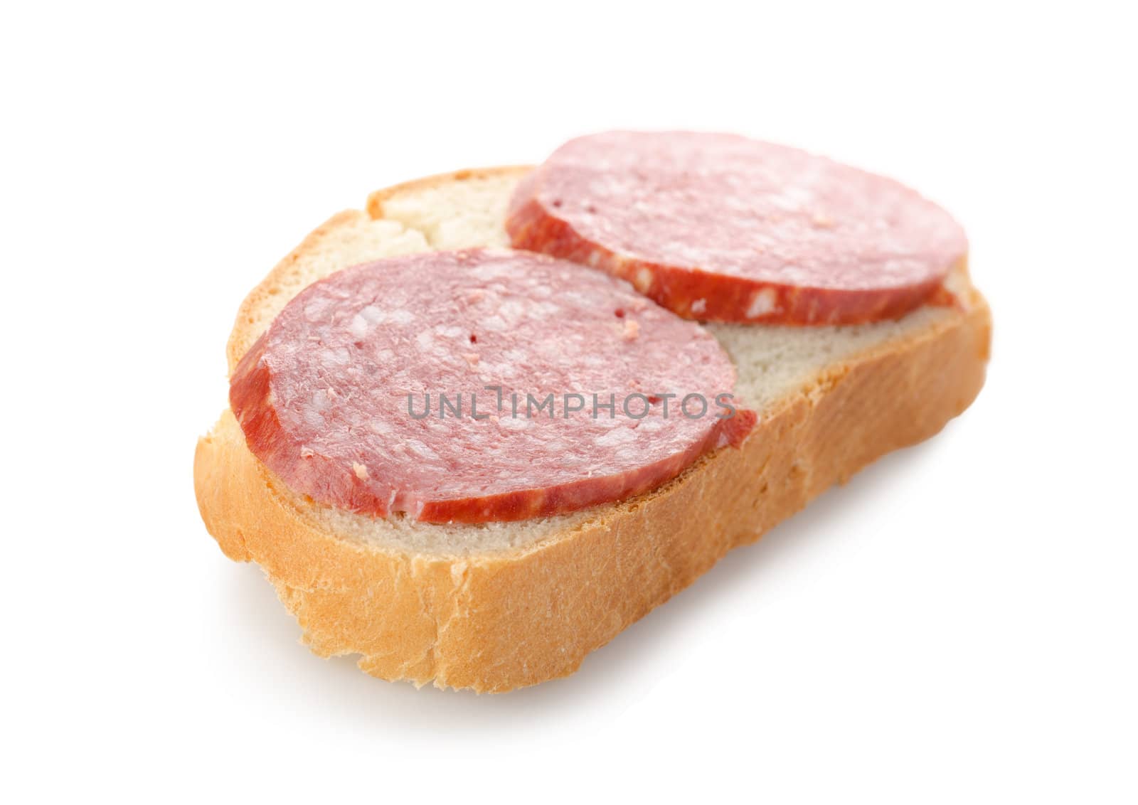 Sandwich with sausage isolated on a white background