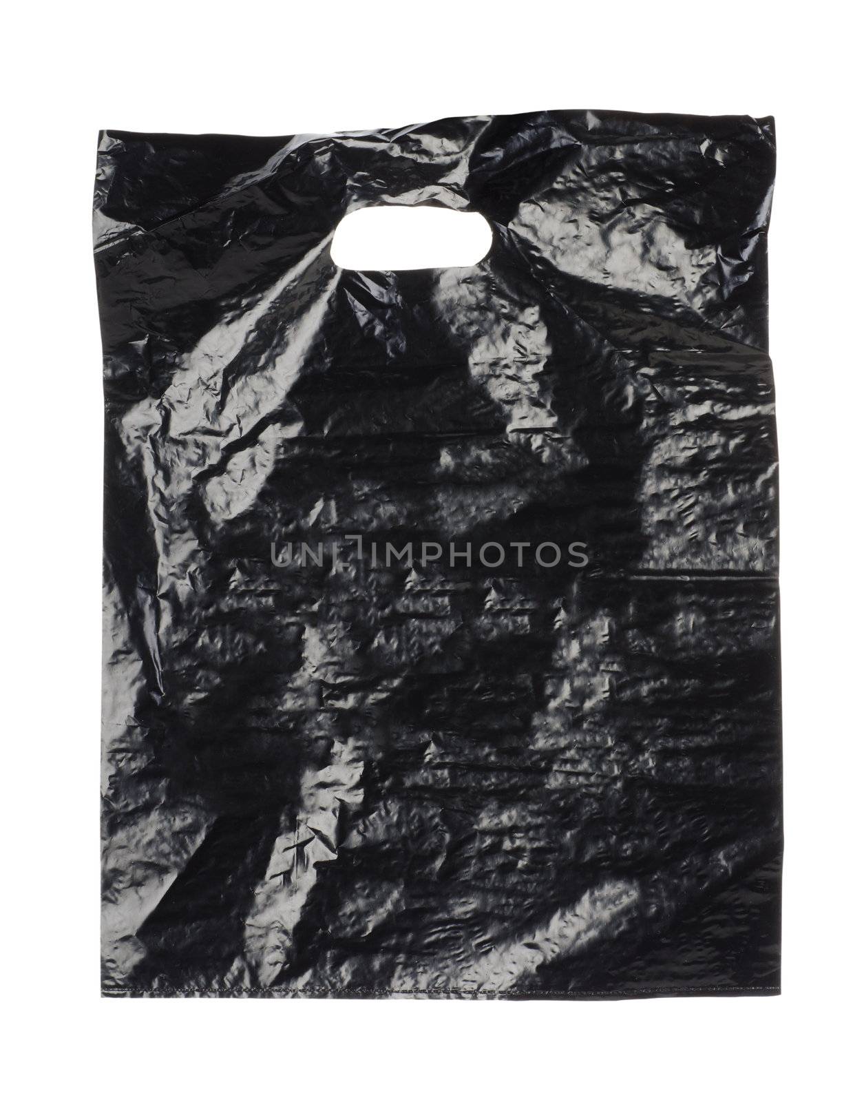 Black plastic bag isolated on a white background