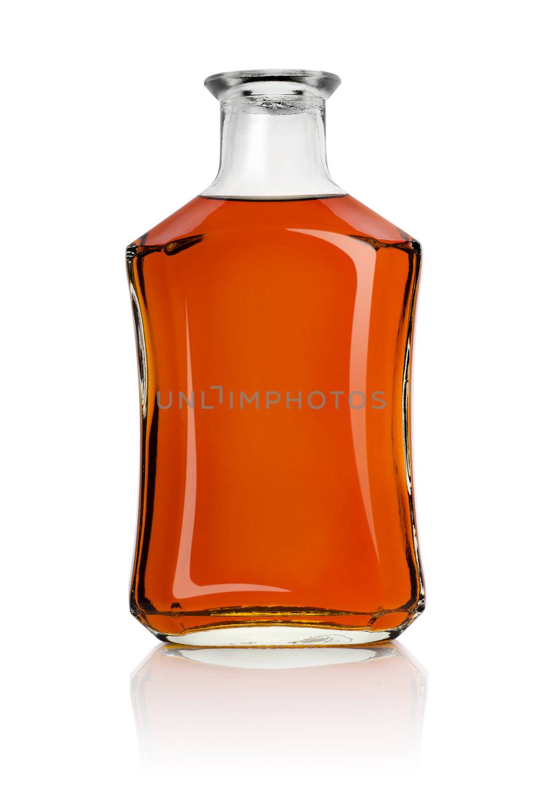 Bottle of cognac isolated on a white background