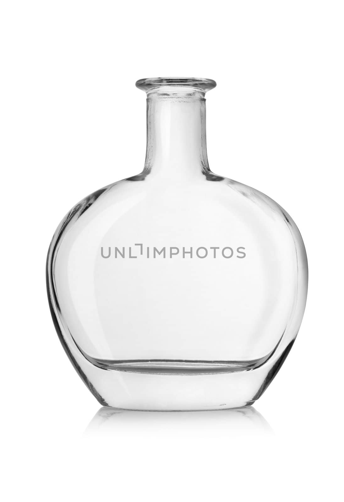 Empty bottle of cognac isolated on a white background. Clipping path