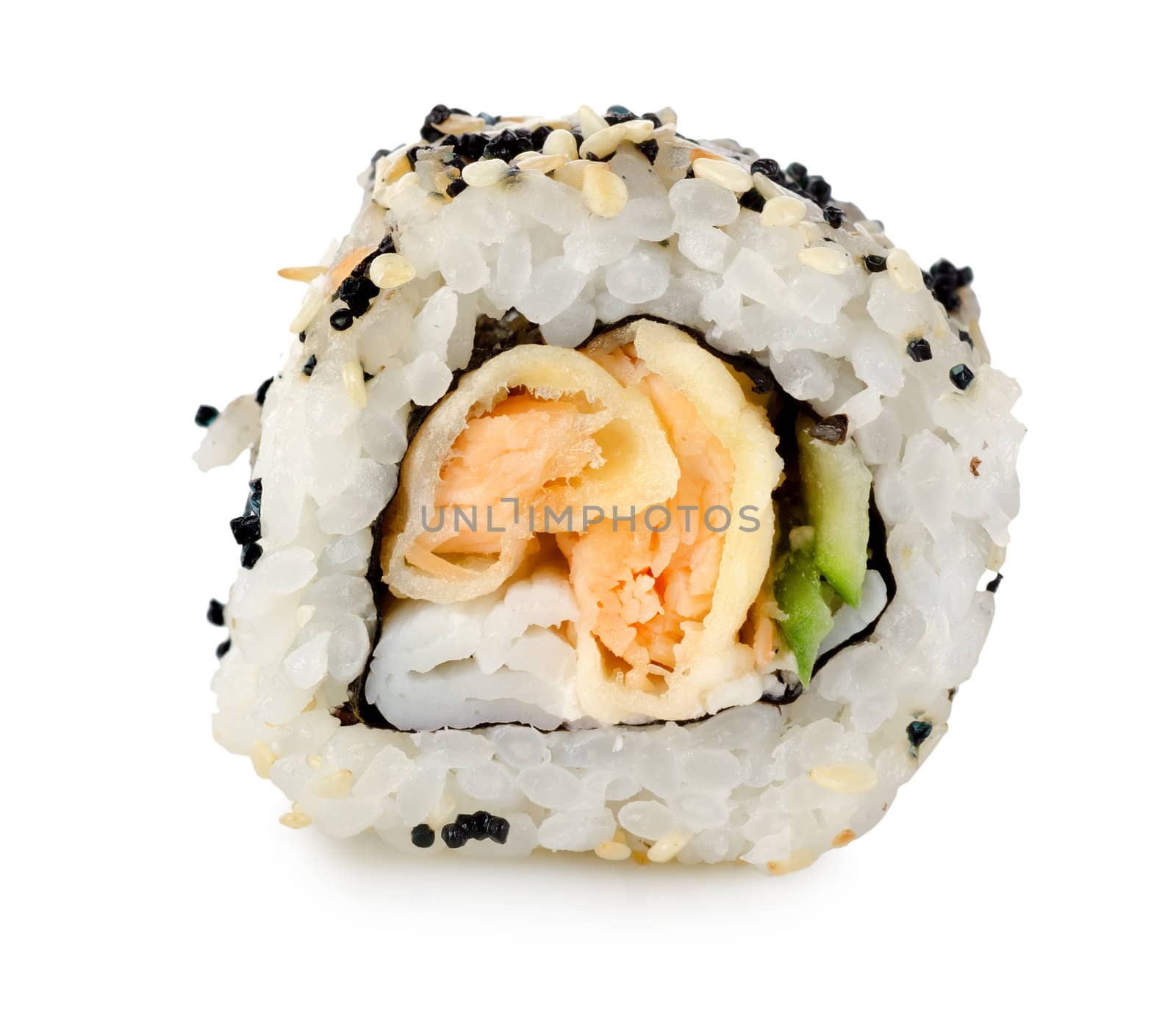 Roll: seafood isolated on a white background