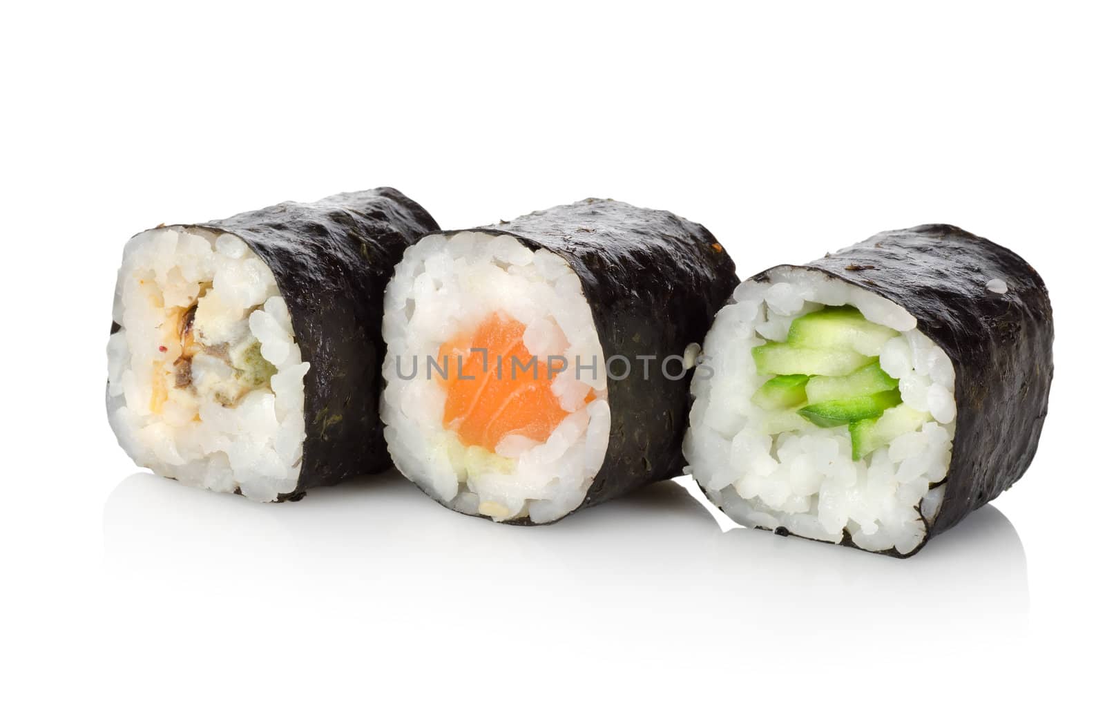 Three rolls isolated on a white background
