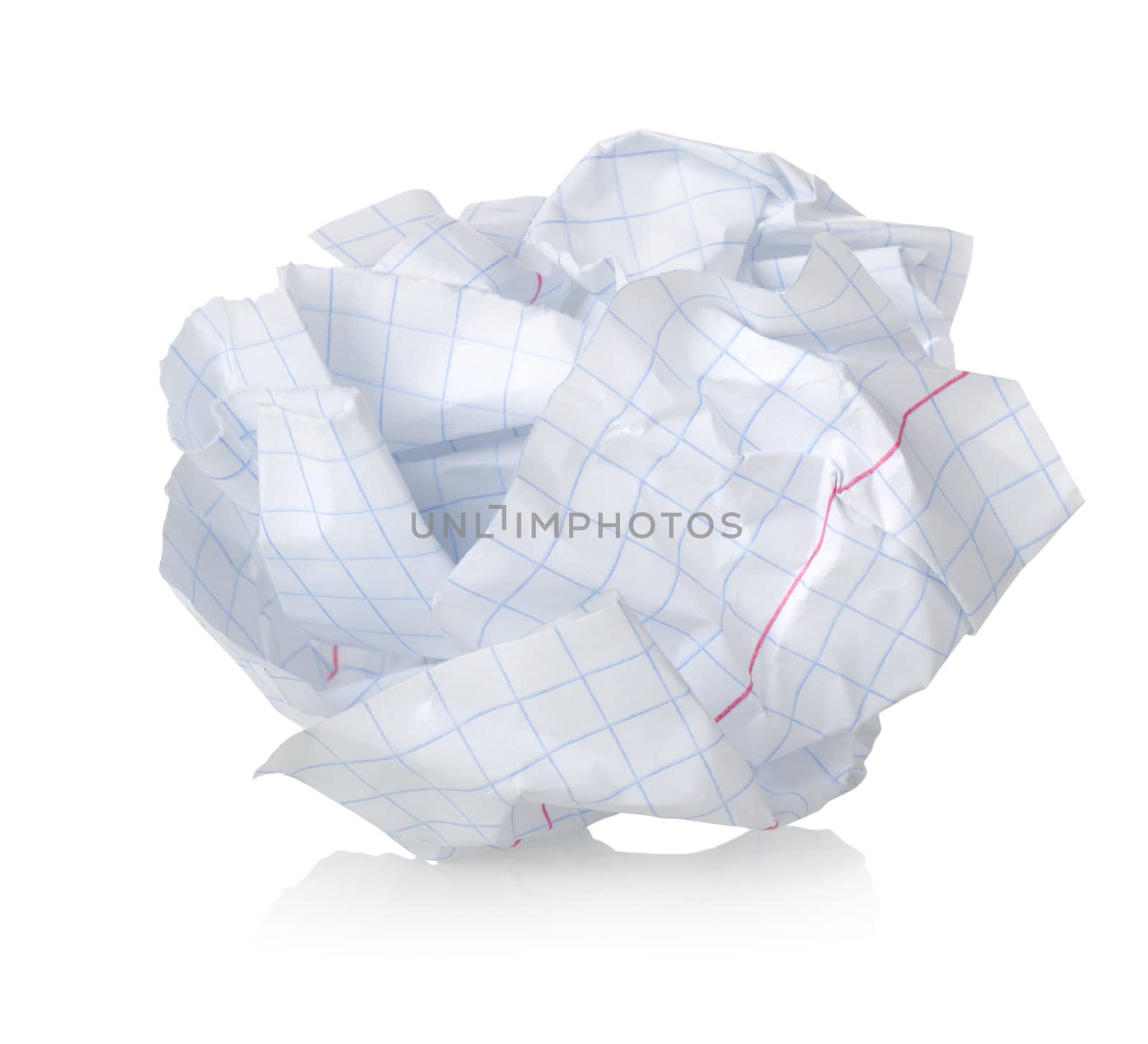Crumpled sheet of paper isolated on a white background