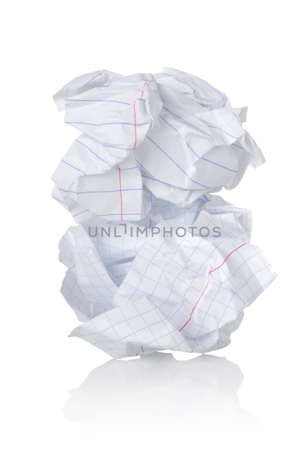 Crumpled sheet of paper isolated on a white background