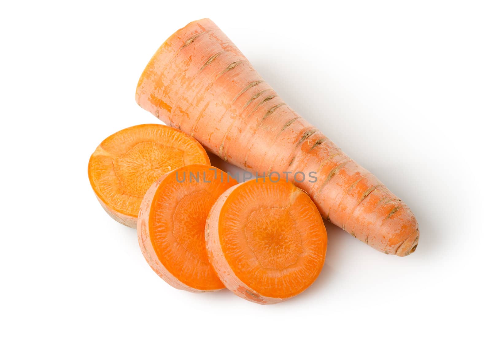 Fresh carrots isolated on a white background