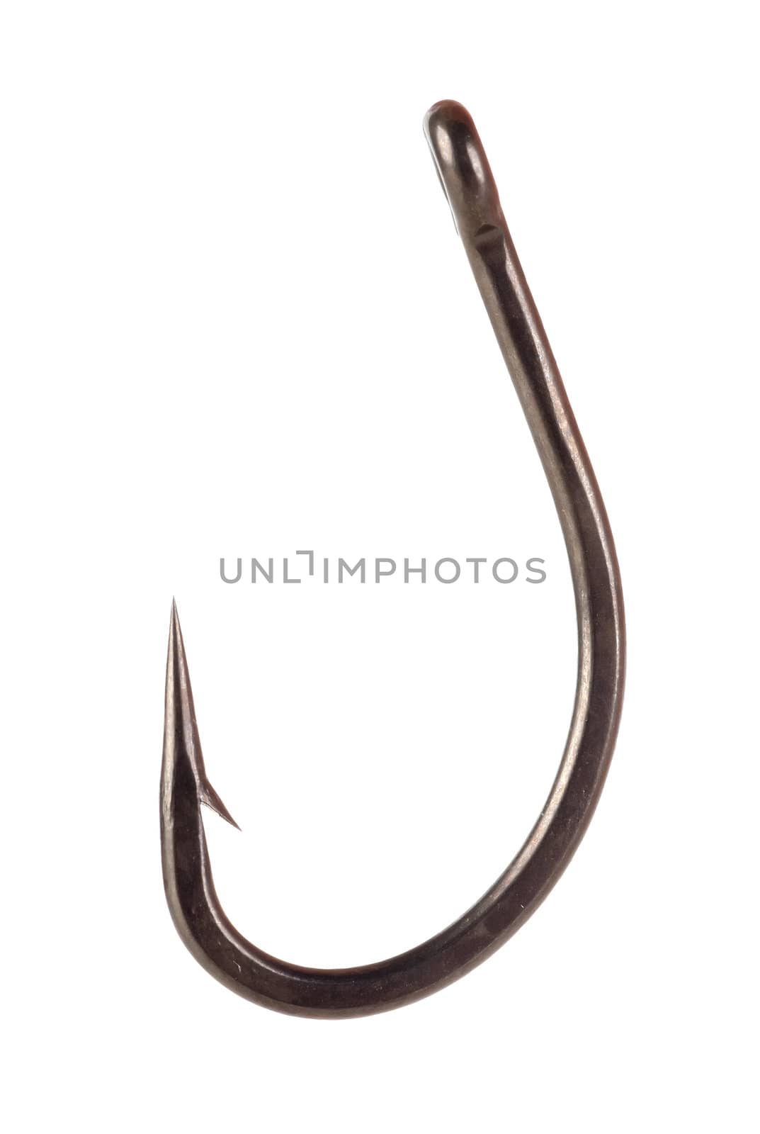 Metal fishing hook isolated on white background