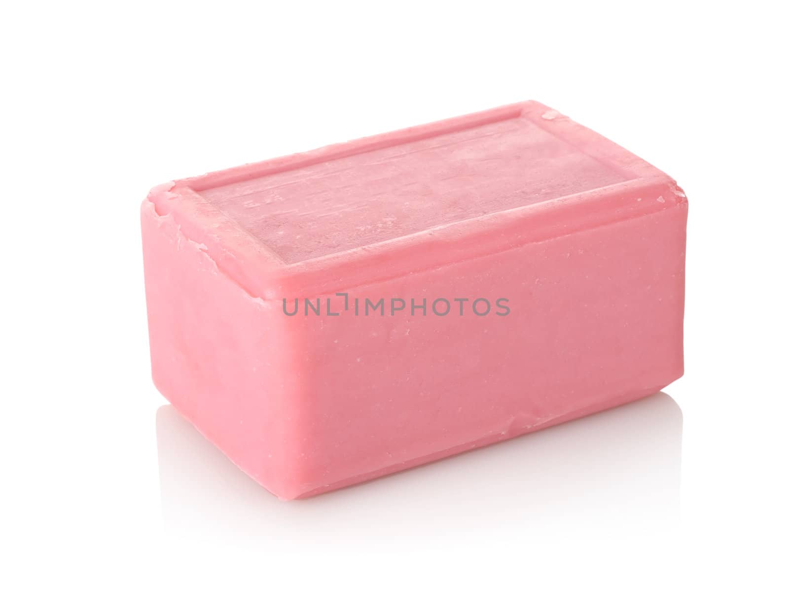 Pink soap isolated on a white background