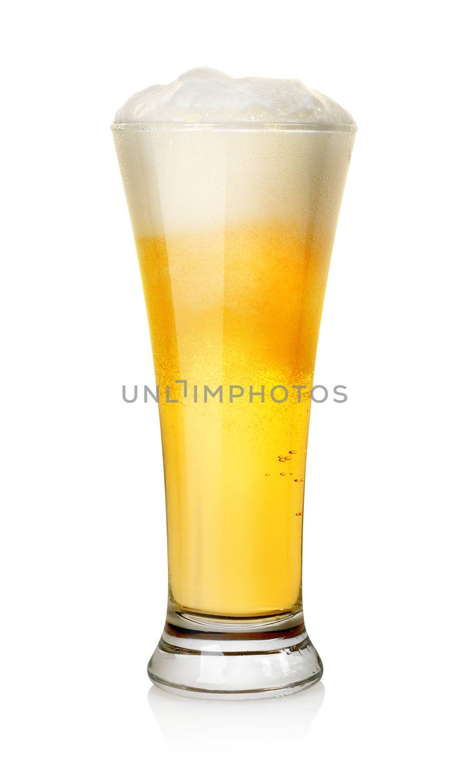 Glass of beer isolated on a white background. Clipping path