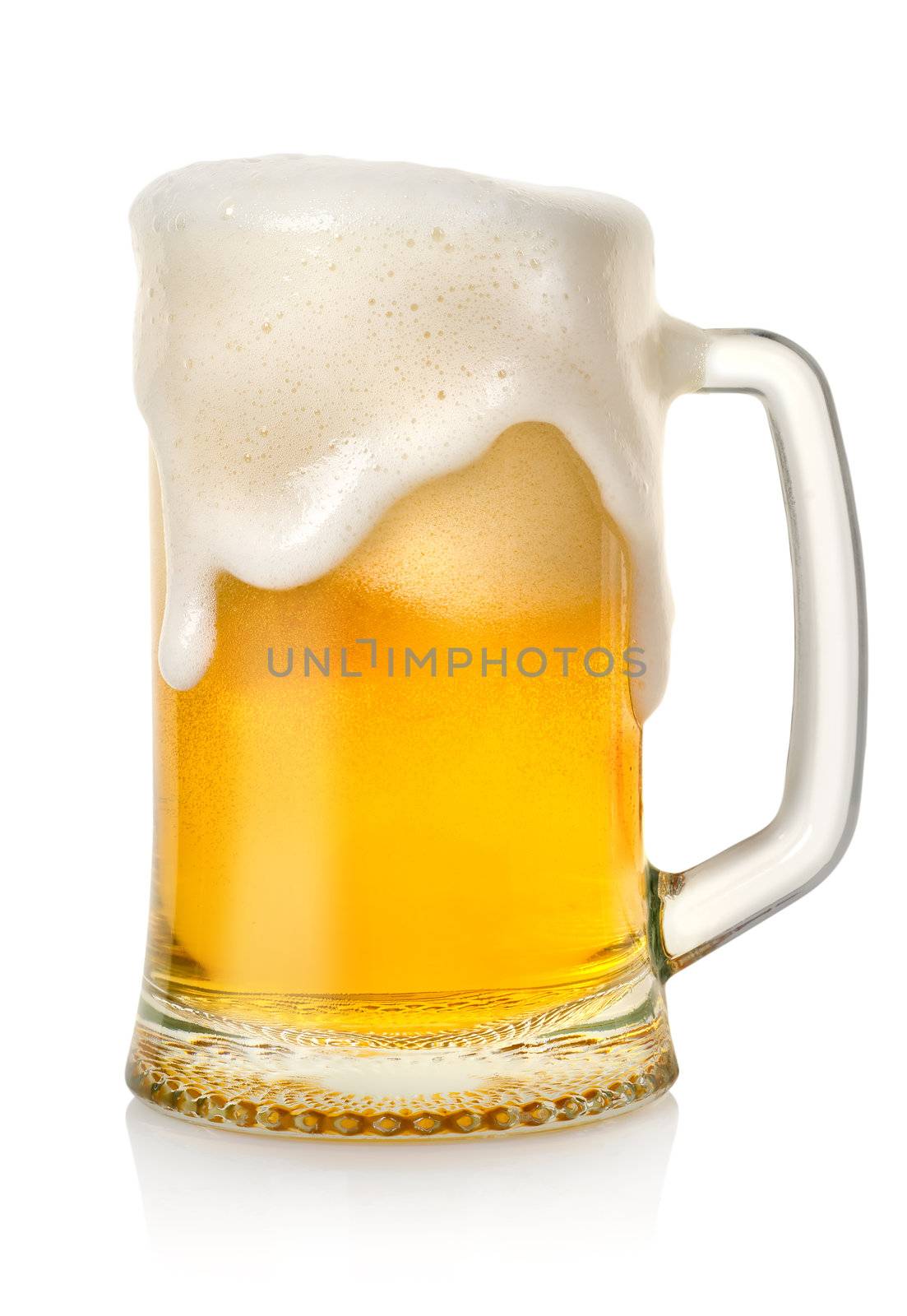 Mug with beer isolated on a white background