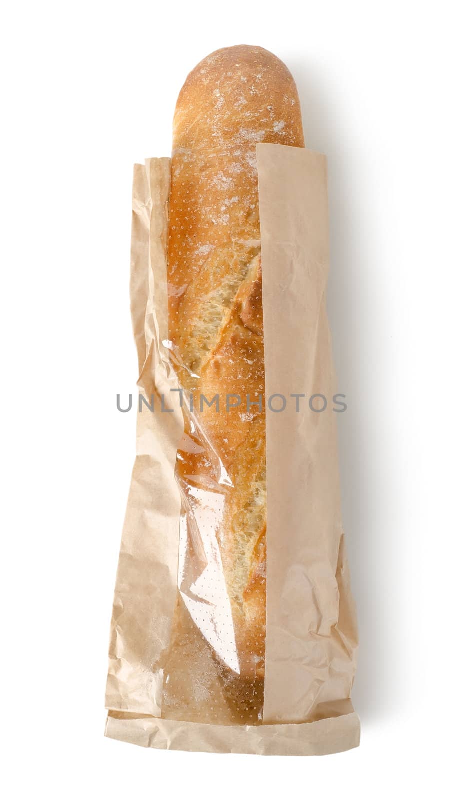 Fresh baguette in a paper bag by Givaga