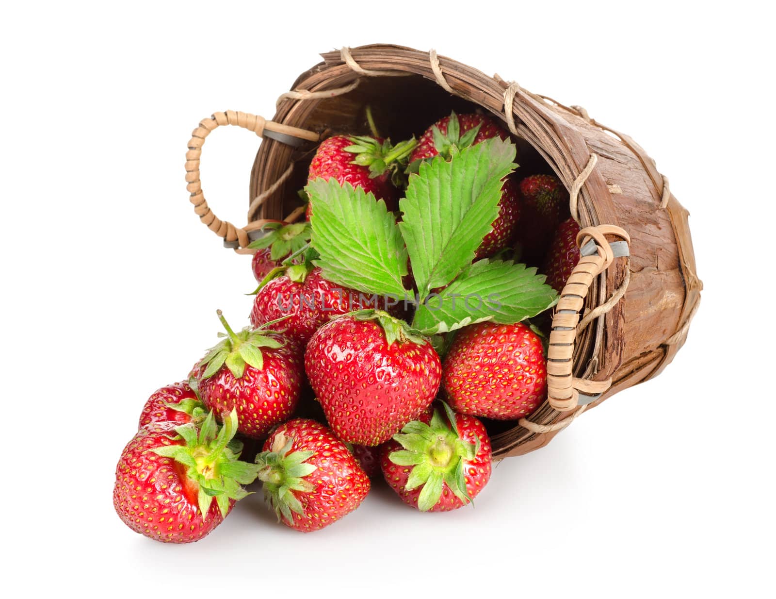Strawberries in a wooden basket by Givaga