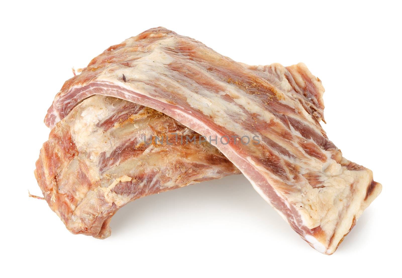 Ribs smoked isolated on a white background