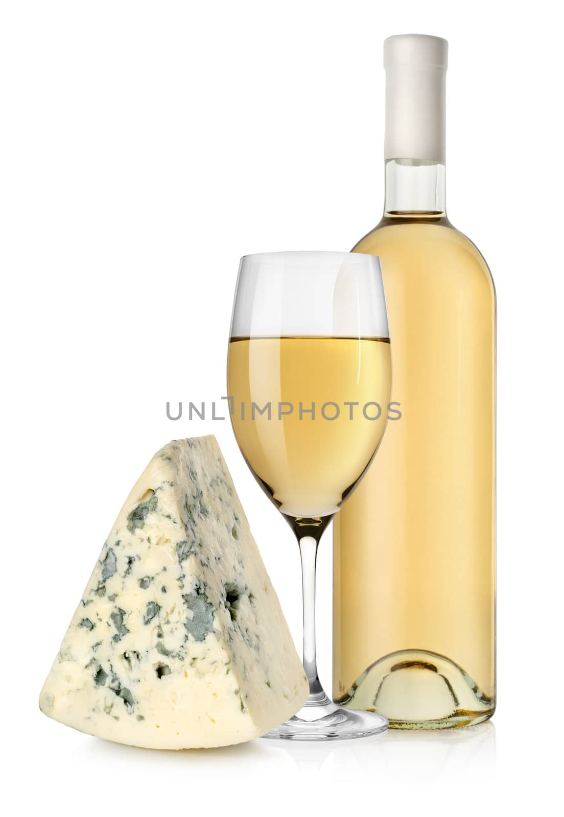 Wine bottle and blue cheese by Givaga